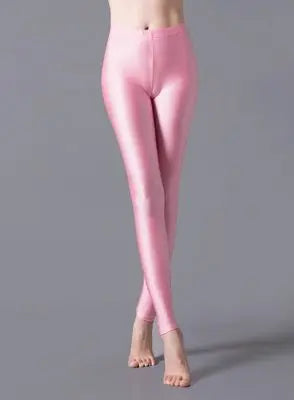 Women Shiny Pant Leggings Hot Selling Leggings Solid Color Fluorescent Spandex Elasticity Casual Trousers Shinny Legging