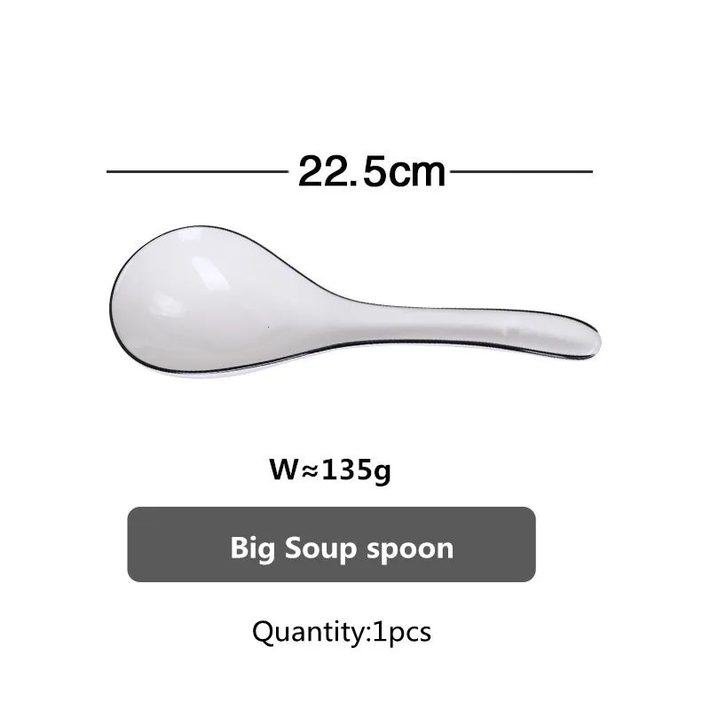 Black Rim White Ceramic Dinner Tray, Kitchen Plate, Tableware, Food Dishes, Soup Bowl,  Kitchen Cook Tool, 1 Piece Sale