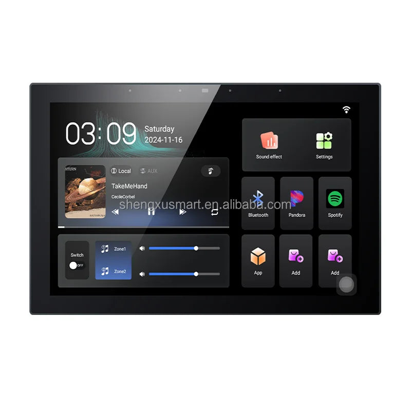 10 Inch Background Music Host Independent Music Playback in Two Zones Smart Control System Home Automation Wifi Wall Amplifier