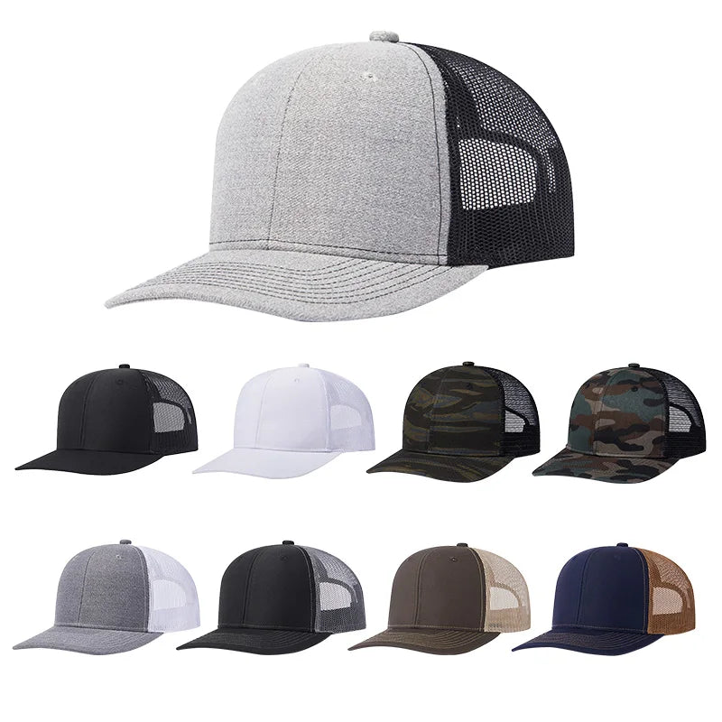 Hot Sale Blank 6 Panel Embroidery Custom Cotton Trucker Cap 112 Richardson Men Snapshot Cap Mesh Trucker Cap