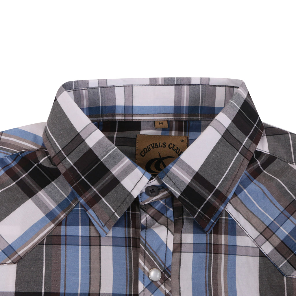 Men's Western Cowboy Short Sleeve Pearl Snap Button up Casual Work Plaid Shirts