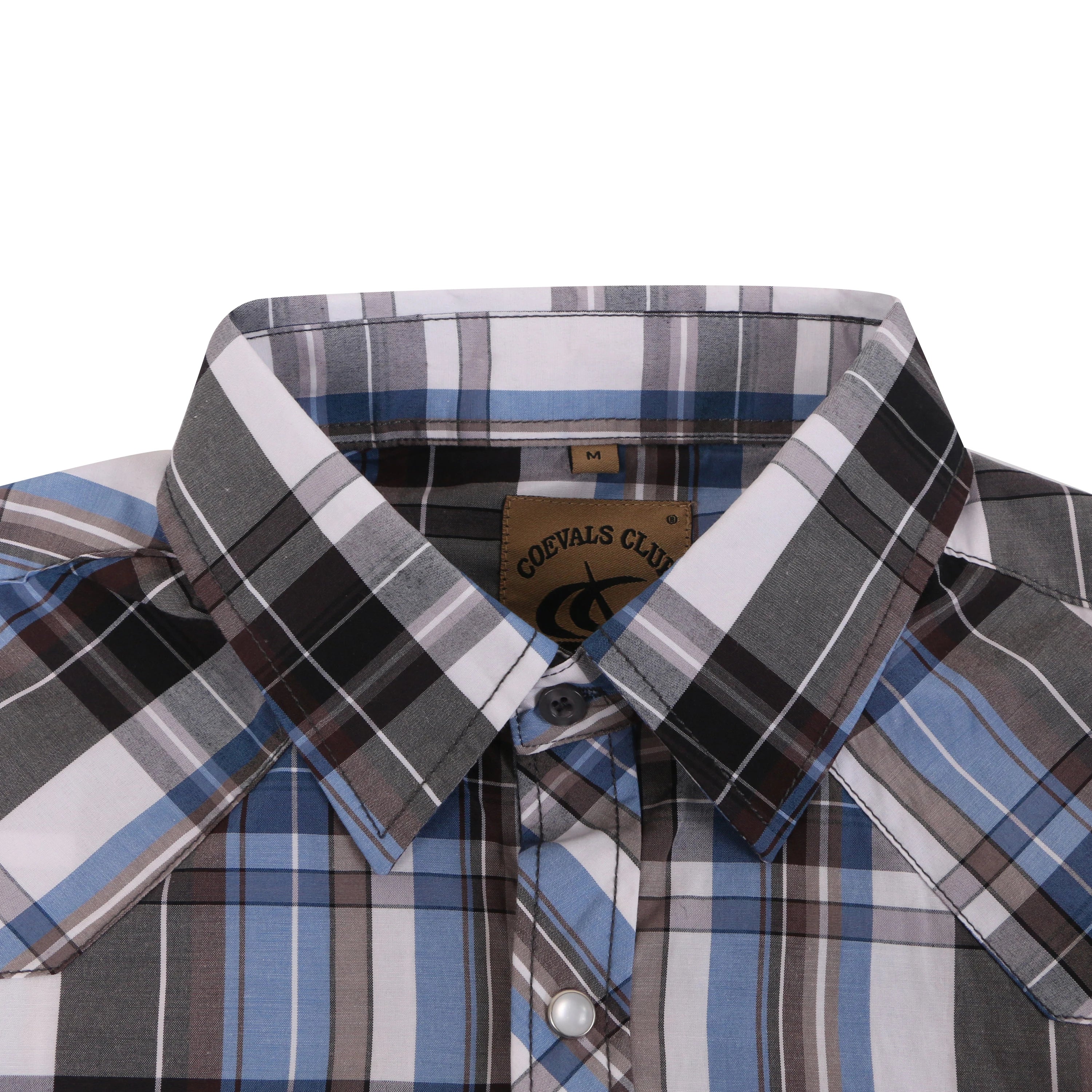 Men's Western Cowboy Short Sleeve Pearl Snap Button up Casual Work Plaid Shirts