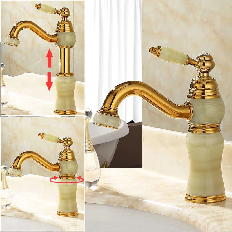 Bathroom Faucet Brass and Jade faucet Bathroom Basin faucet Sink Mixer Tap Gold Sink Faucet Bath Basin Sink Faucet