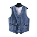 Mens Vests Waistcoats Men's Vintage Denim Vest Waistcoat Sleeveless Washed Retro Jacket Vests Outerwear Cowboy Vests Coat Male