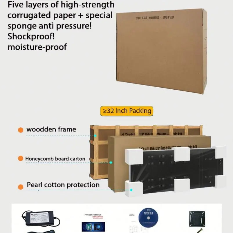 50inch Slim LCD Touchscreen Wall-Mount Digital Signage for Retail Store Shopping Mall Elevator Wayfinding IP65 Advertising