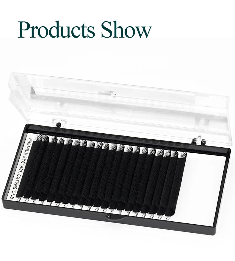 H&L SINCE 1990 20 Row Faux Lash Synthetic Mink Individual Eyelash Extension Dark Black Matte Soft Natural
