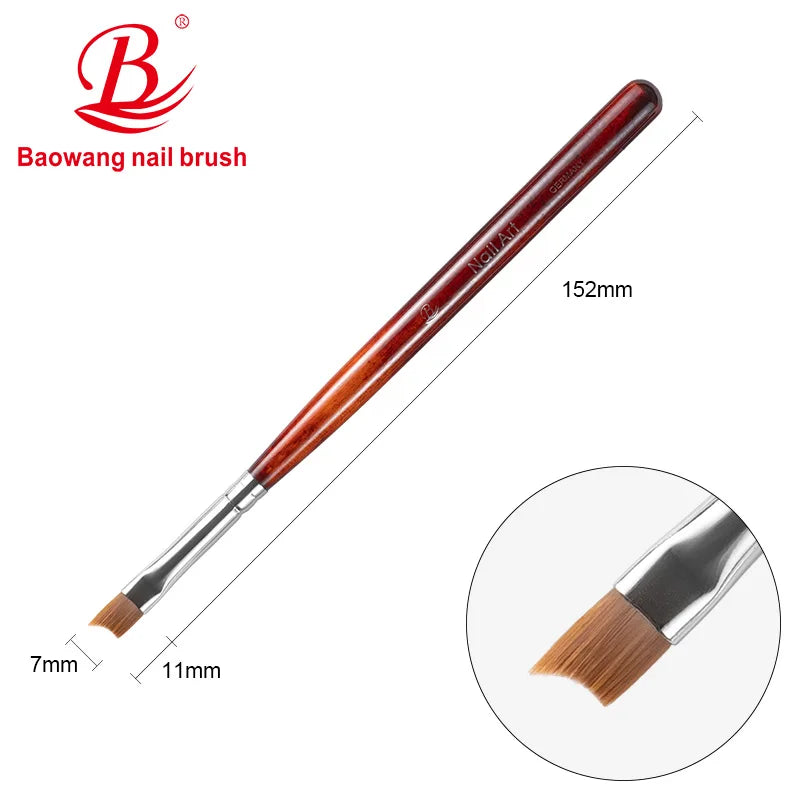 French Nail Brush Set Professional High Quality Beauty Tool with Custom Logo Wood Handle and Nylon Bristles Packaged in Opp Bag