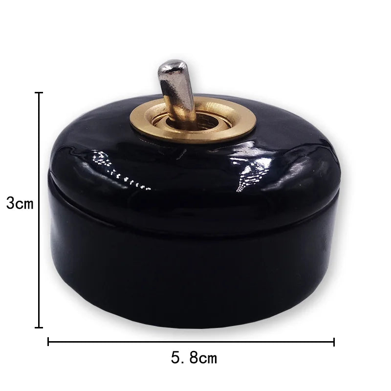High Quality Retro Ceramic Round Toggle Switch 1 Ｗay 2 Way Control Wall Light Switch