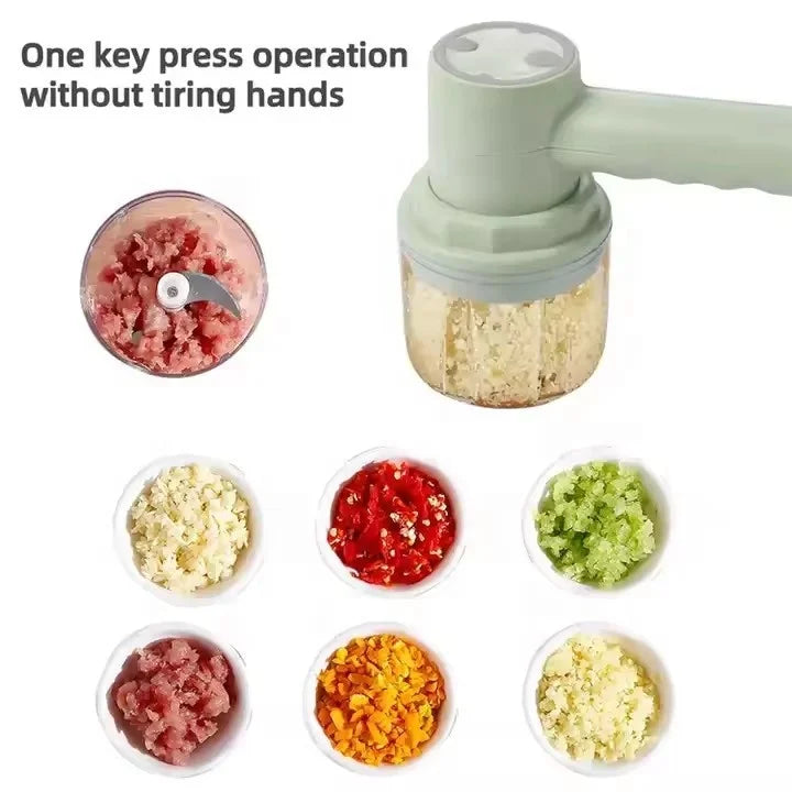 USB Rechargeable 3-in-1 Mini Portable Electric Kitchen Hand Mixer Wireless Garlic Chopper Cordless Whisk for Car Cordless
