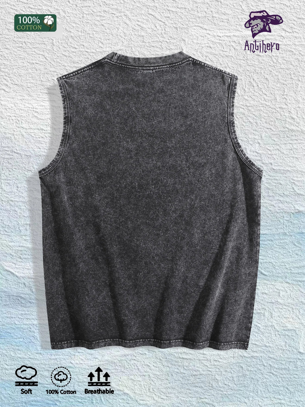 Grace Compassion Cross Graphic Washed Vest US Warehouse 3 Colors Cotton Tank