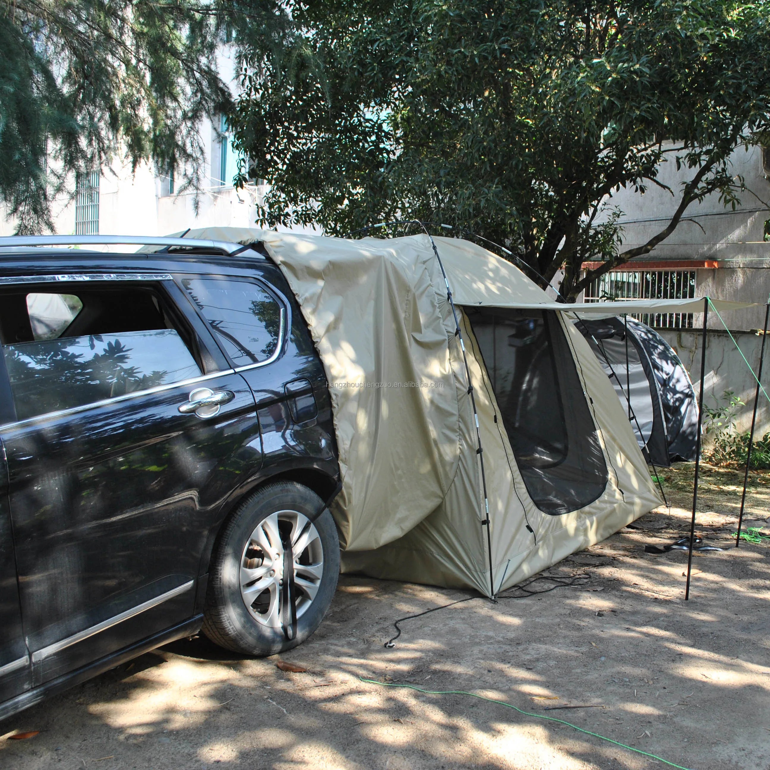 6-Person Size Car Rear Tent with Four Large Window Car Tailgate Tent Back SUV Tent with Large Awning, 6 Person Trunk Tent