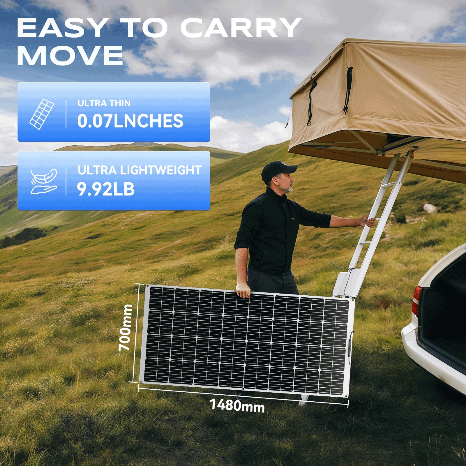 High Efficiency Light Weight Solar PV Panel Portable Flexible Monocrystalline 200W Flexible Solar Panel with Factory Price