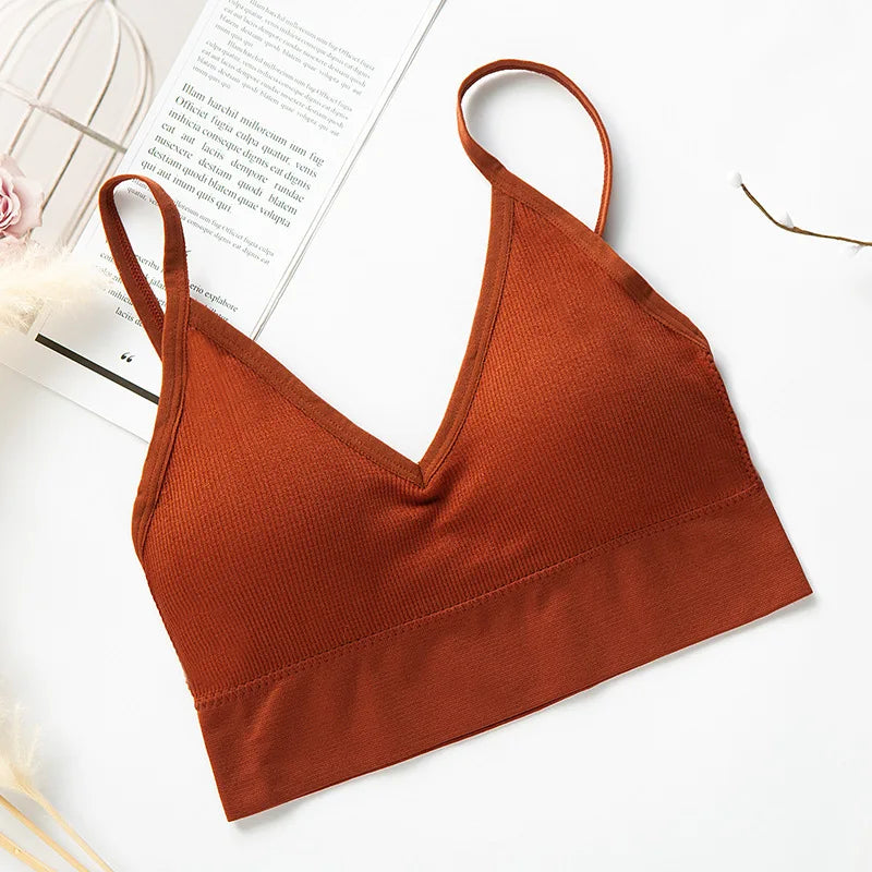 Women Sports Bra Tube Top Push-Up Bra Padded Crop Top Seamless Underwear Female Streetwear Tank Tops Removable Pads Camisole