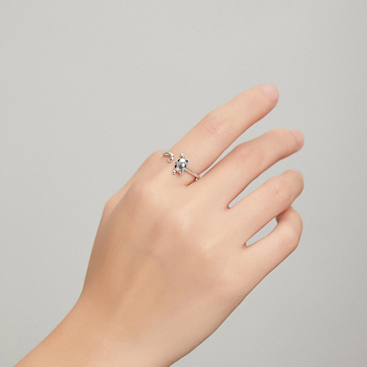 Hot Sale 925 Sterling Silver Original Cute Cat Ring Adjustable Size Rings Finger for Women Elegant Silver Jewelry SCR707