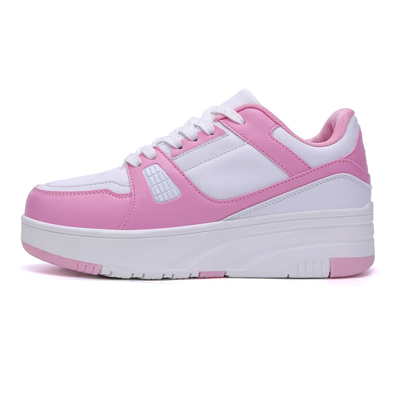 High Quality Four-Wheel Rampage Leather Sports Shoes for Boys and Girls Explosive Sneakers with TPR Sole for Roller Skating