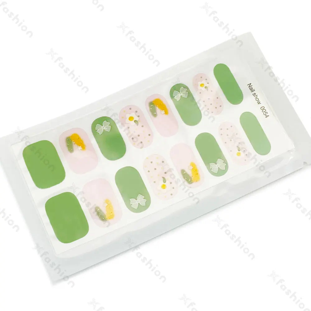 Hot Sale 16 Tips Solid Color Semi-Cured Gel Nail Stickers UV Light Durable Waterproof Long-Lasting Gel Nail Stickers Wholesale
