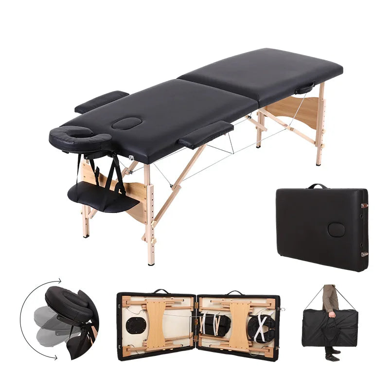 New Wooden Spa Bed Massage Table Adjustable Portable Folding Adjustable Height Massage Bed