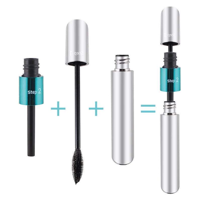QIC 4D Silk Fiber Lash Mascara 2 in 1 Thrive Mascara Makeup Waterproof Lengthening Thickening Mascara VIBELY 4D