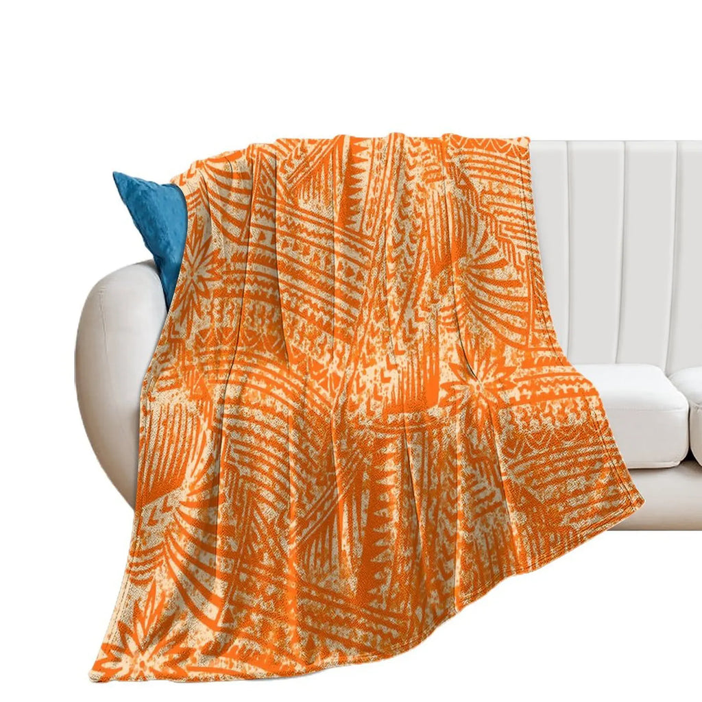 1MOQ Custom Print Sublimation Blankets Fiji Samoa Polynesian Tribal Winter Fleece Blanket Micro Plush Family Blanket for Kids