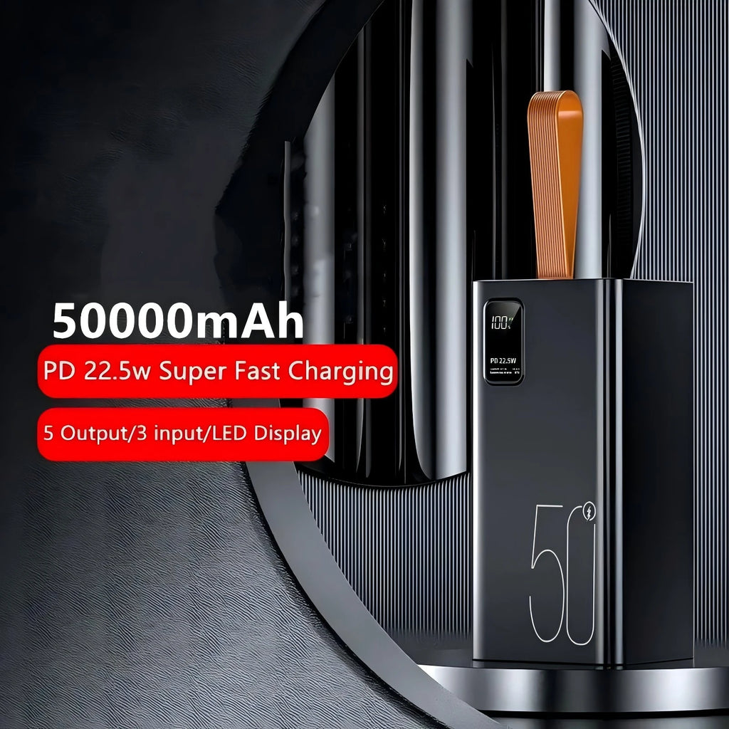 50000mah 5 Port Output Portable Power Station Digital Display USB Type-C PD 22.5W 60000mAh Large Capacity Power Banks