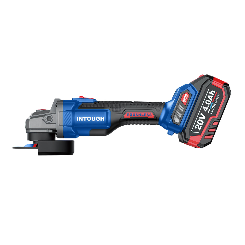 INTOUGH 20V Cordless Brushless Angle Grinder Battery Rechargeable 125mm Portable Angle Grinder