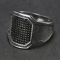 925 Sterling Silver Natural Black Zircon Stone Curved Design Turkish Men Rings