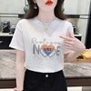 Korean Station Top Light Mature Short Sleeve Women's Loose Hot Diamond Women's T-shirt Versatile Women's Wholesale