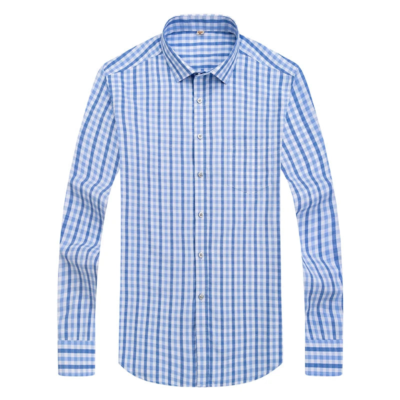 Brand New Men Shirt Male Dress Shirts Striped Men's Casual Long Sleeve Business Formal Plaid Shirt camisa social