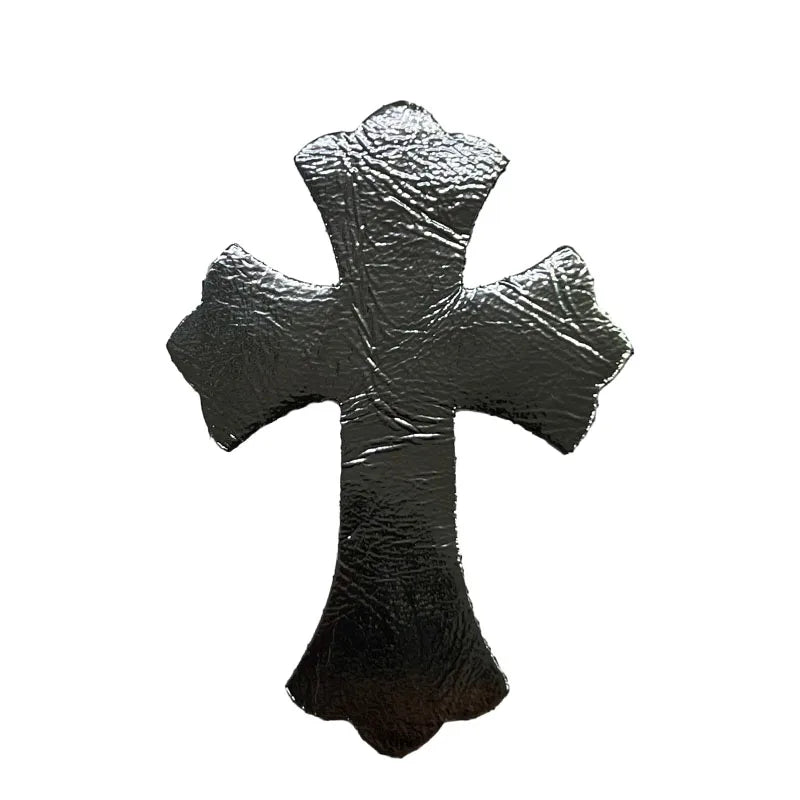 4.5*6.5cm Sheepskin Leather Patch With Cross Shaped Leather Label Genuine Leather DIY With Multiple Colors-106-182