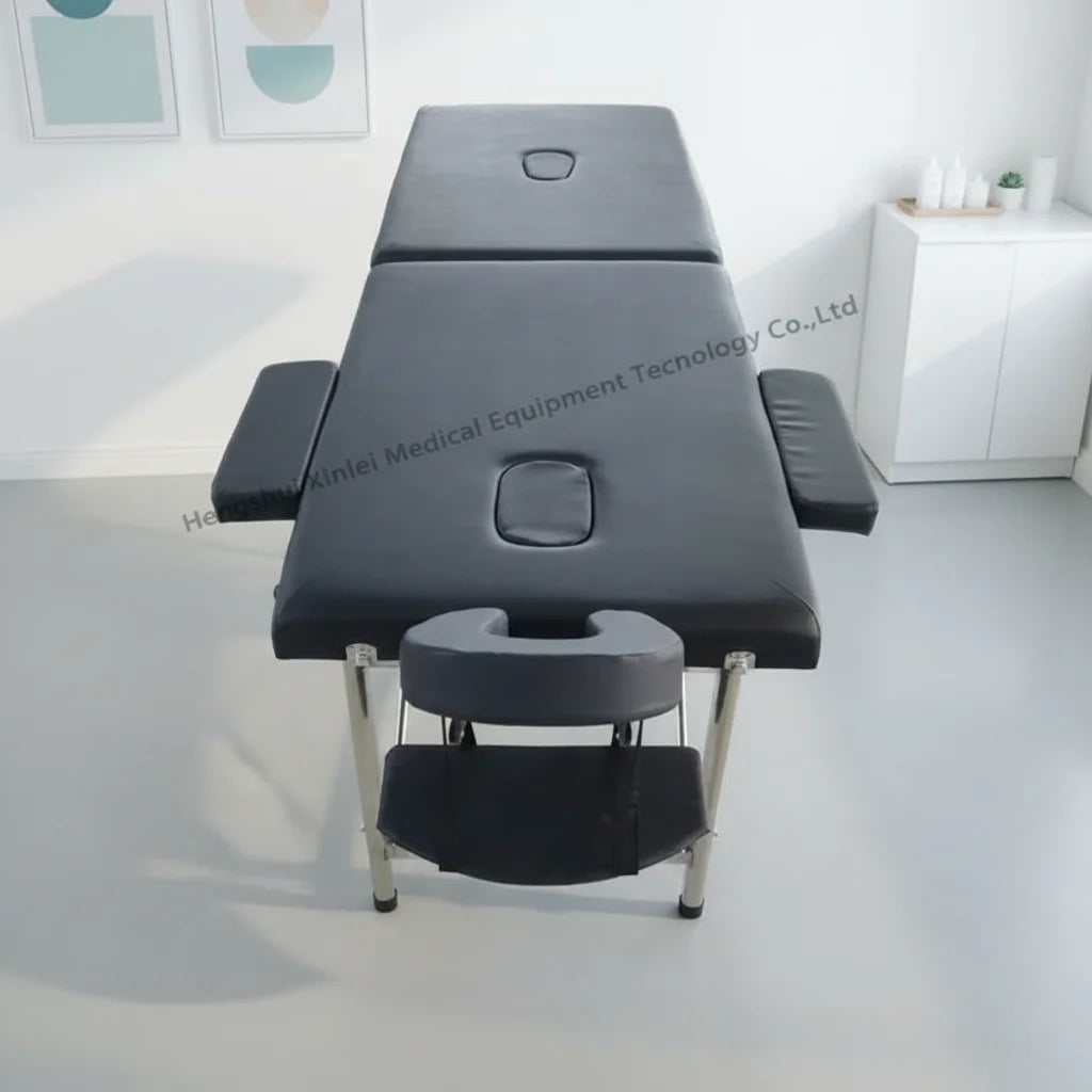 High Quality  Newest Model Stainless Steel Beauty Massage Bed with Headrest and Armrests Beauty Bed Table