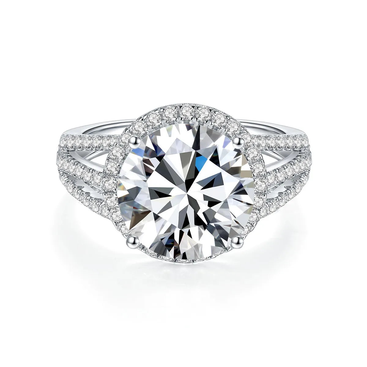 Ruizuan Luxury Silver 925 3 Carats Moissanite Diamond Ring Fashion Jewelry for Women Men Rhodium Plating Gemstone Rings GRA