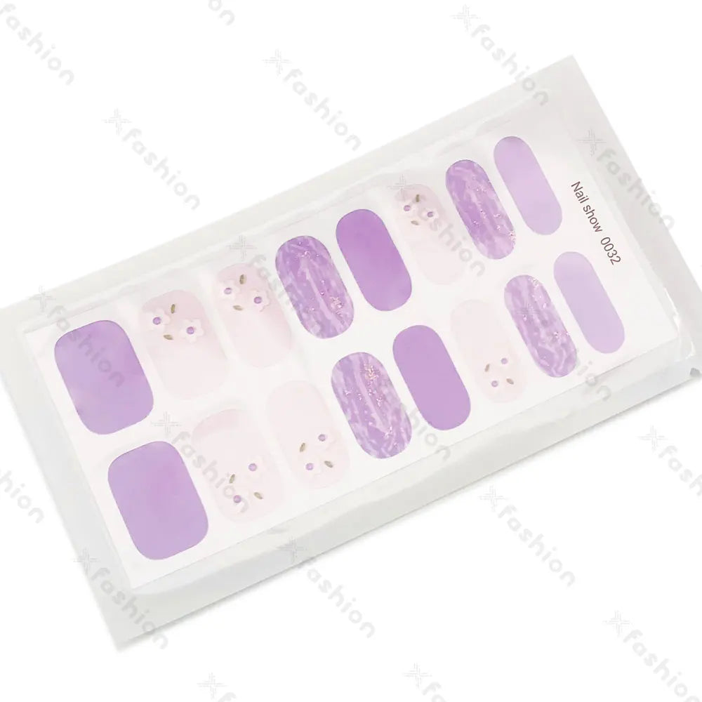 Hot Sale 16 Tips Solid Color Semi-Cured Gel Nail Stickers UV Light Durable Waterproof Long-Lasting Gel Nail Stickers Wholesale