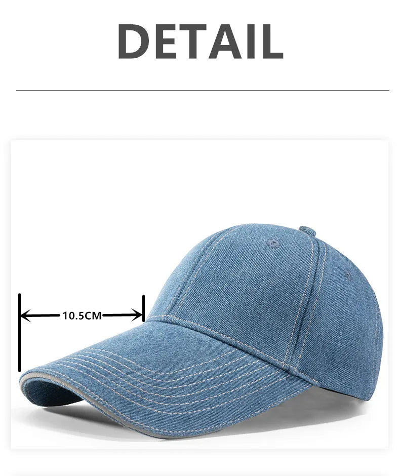Denim Fabric Baseball Cap Fashion Long Brim Sun Hat