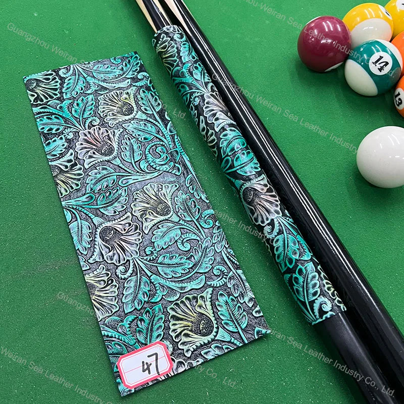 Genuine Cow Skin Pool Billiards Cue Grips Non-Slip Protective Sleeve Wrap with Different Print Pattern Genuine Leather Club Wrap