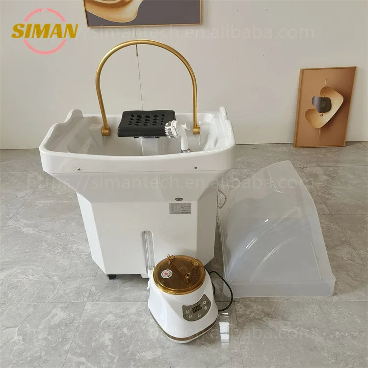 Siman 60L Water Tank for Spa Barber Shop Portable Adjustable Height Washing Hair Bowl Shampoo Basin Sink Popular Salon Furniture