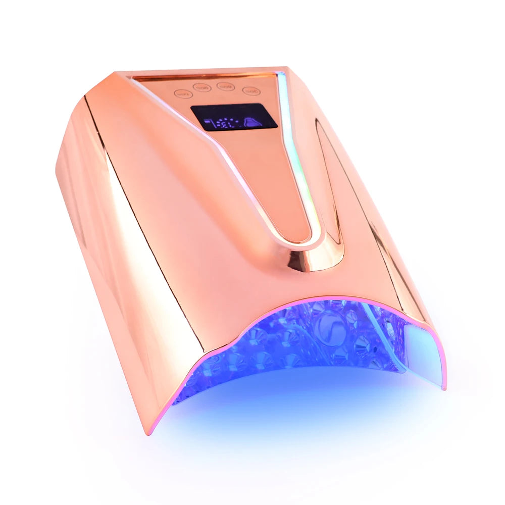 Custom Glowing logo Professional High Power 128W Wireless Rechargeable UV Led Gel Lamp Light Strip Gel Dryer Pro Cure