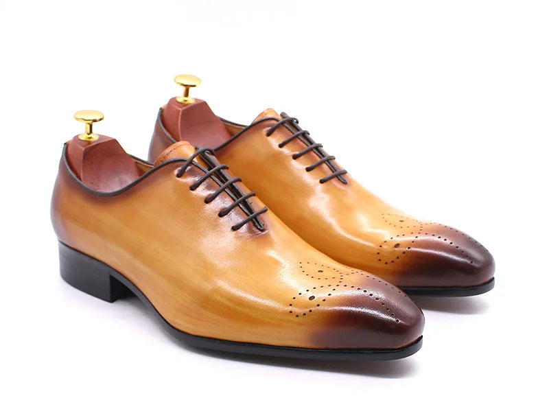 Elegant Black Wholecut Oxford Shoes with Perforated Toe Design Luxury Handcrafted Black Leather Formal Shoes for Men