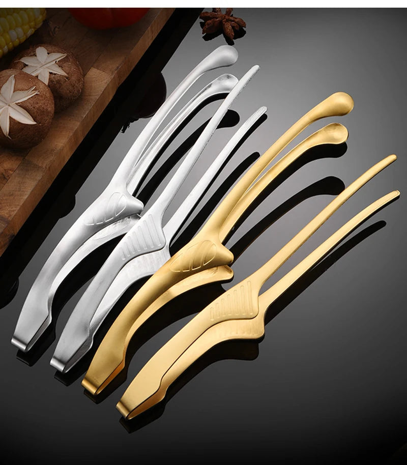 430 Stainless Steel Food Tongs Korean Barbecue Bbq Steak Clip Multi-purpose Food Clips Kitchen Gadgets Barbecue Accessories