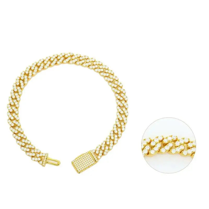 Local Stock Fast Shipping GRA Certificate Moissanite Diamond Hip Hop 925 Silver 8mm Cuban Link Chain