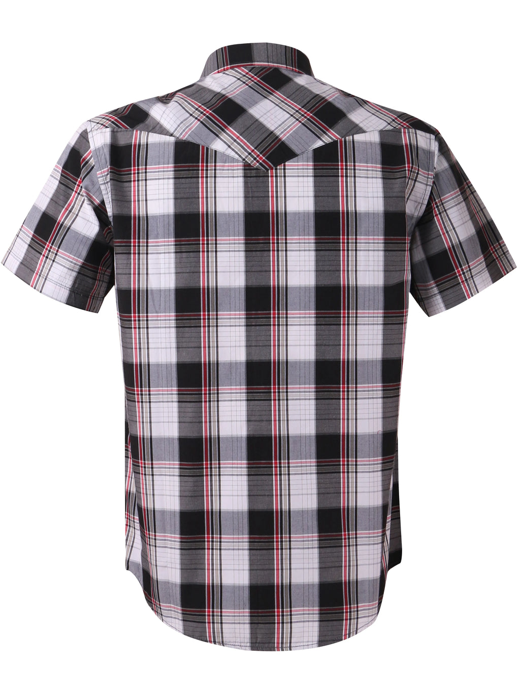 Men's Western Cowboy Short Sleeve Pearl Snap Button up Casual Work Plaid Shirts