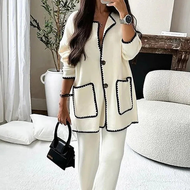 Wholesale 2026 Autumn European and American New Fashion Casual Loose Solid Color Two Piece Women's Set