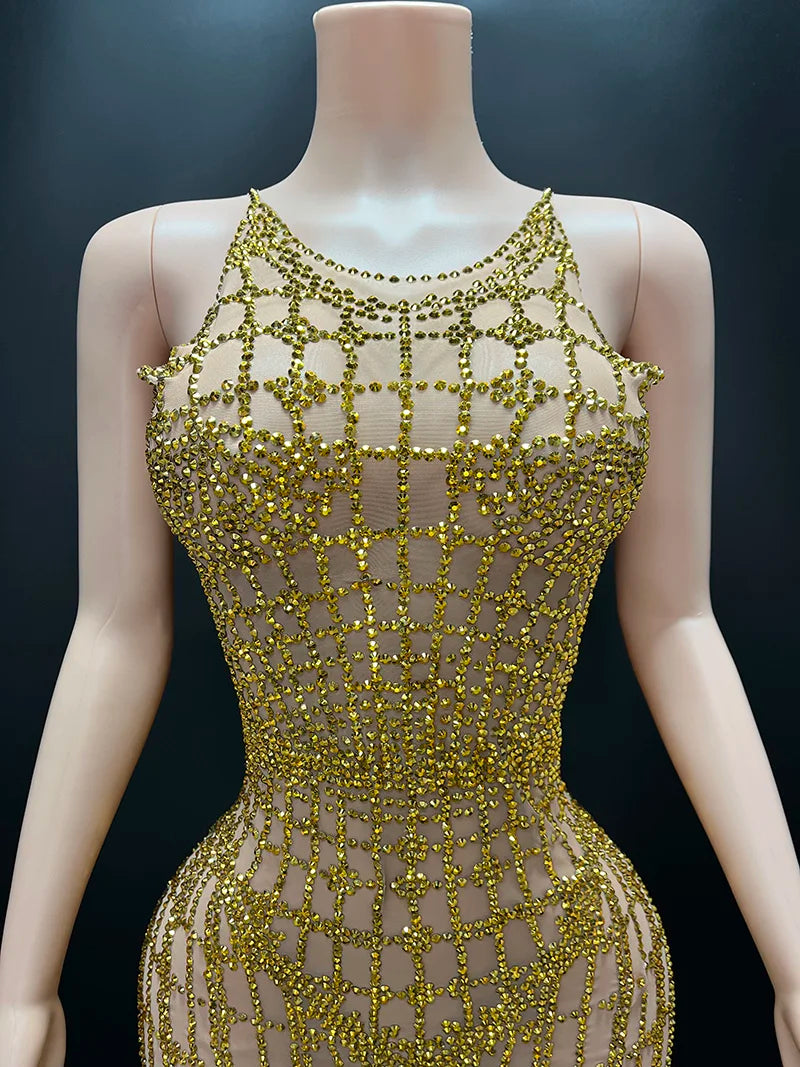 Novance Y4246 Clothing Vendors for Women Sleeveless Mesh Club Dress Sexy With Sequin Stunning Dress for Birthday Party