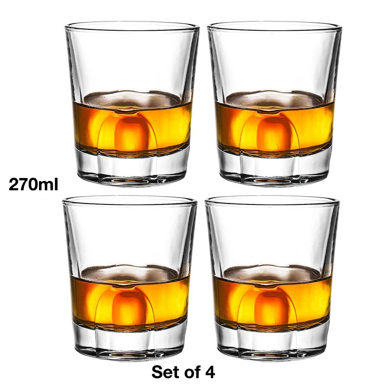 4PCS Fashion Whiskey Glasses, Scotch Whisky, Bourbon, Cocktails, RUM, Durable Whiskey Glasses