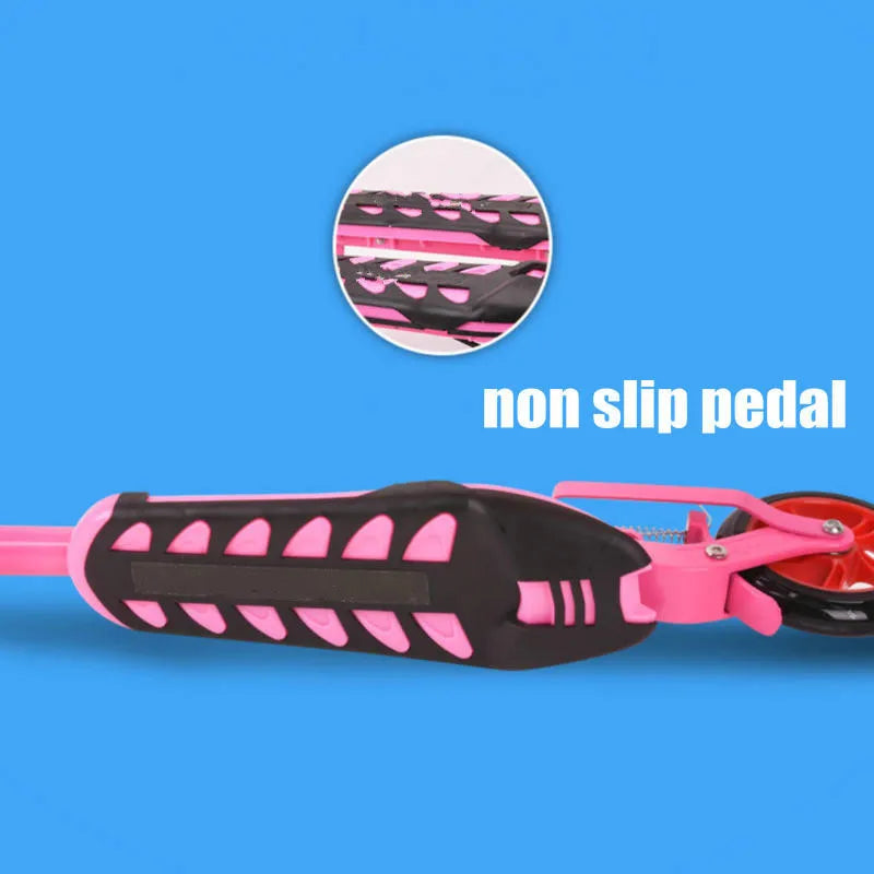 Folding Kids Scooter with 3 Wheels, Portable 2 Pedal Scooter Tricycle, Scissors Scooter with Adjust Height, PU Wheel Kid Scooter