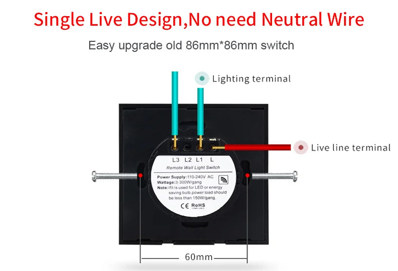 Wall Touch Switch AC100-240V EU Sensor Lamp Light Switches Tempered Crystal Glass Panel LED Power 1/2/3 Gang Interruttore