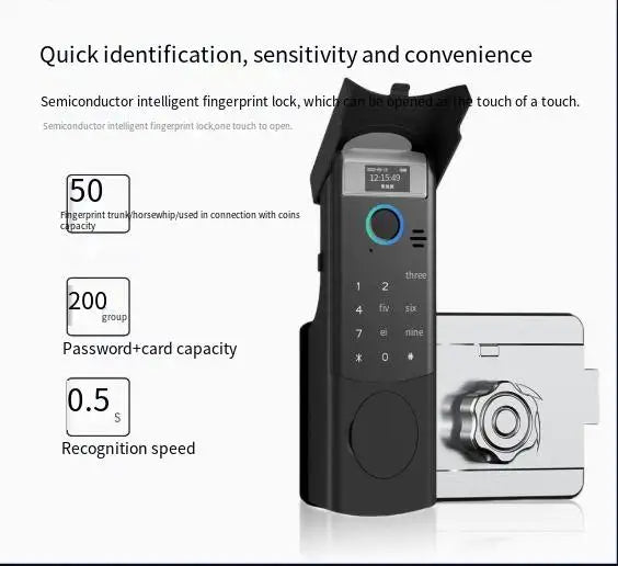 Smart WiFi Fingerprint Door Lock Tuya App Password Key Unlock Ox-Head Design for Rental Rooms Courtyard Gates