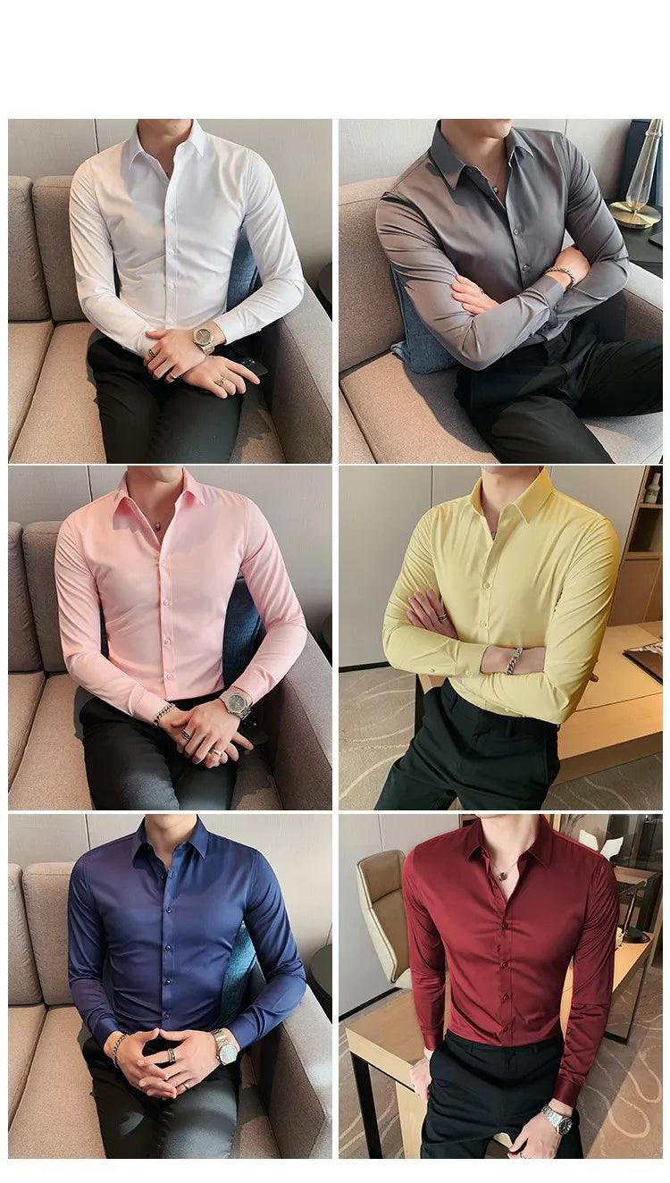 Camisas De Hombre Long Sleeve Shirts For Men Clothing 2026 Business Formal Wear Camisa Social Masculina Slim Fit Chemise Homme