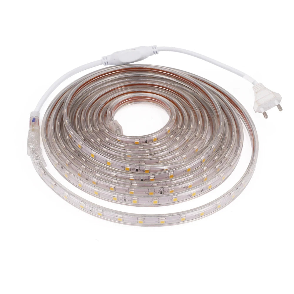1-100M LED Tape AC220V LED 60-276LEDS With EU SMD 2835 5050 High Safety Brightness Flexible Strip Outdoor Waterproof Strip Light