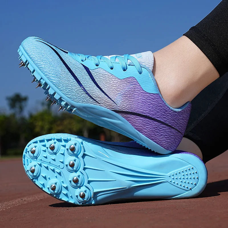 Students' New Outdoor Sports Training Track Shoes Breathable Mesh Surface with Sprinting Nails for Summer Competitions
