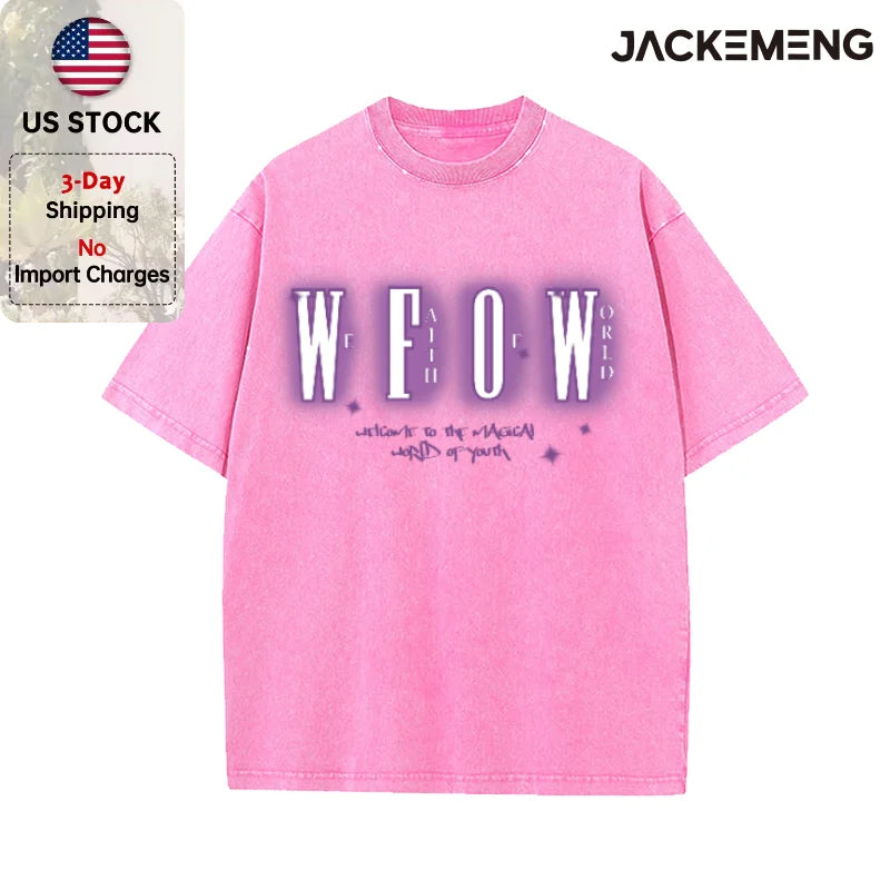 Oversized Vintage Retro Neon Letter Streetwear Print Tshirt USA Stock Wholesale Y2K Casual Tee